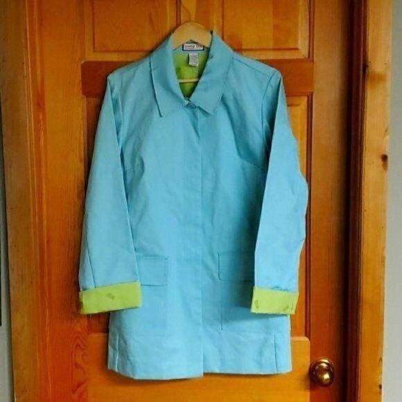 Jamaica Bay Lined Vented Pineapple Graphic Long Sleeve Sz L Jacket with Pockets - Picture 1 of 12